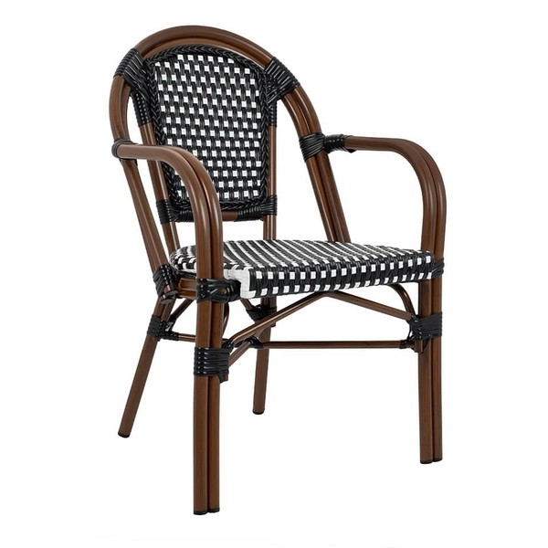 Rattanowe krzesło Cafe Paris Arm KH1501100174 King Home do kawiarni brązowe