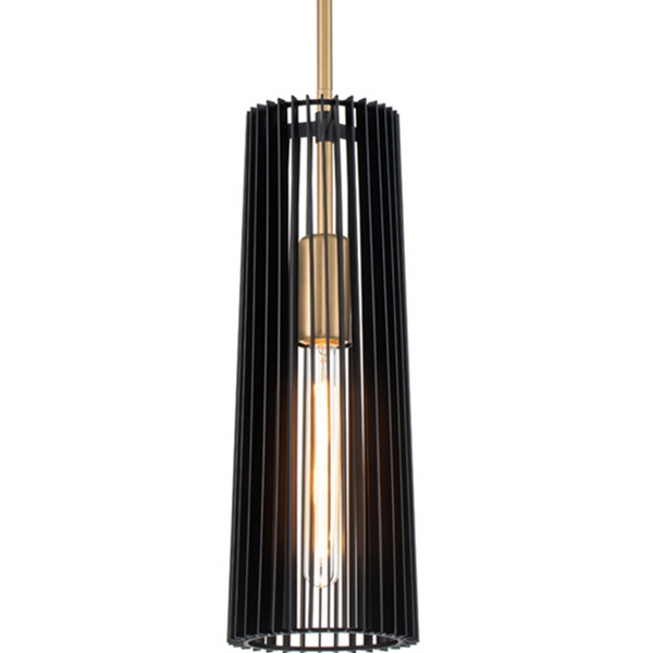 Wisząca lampa tuba QN-LINARA-P-BK metalowa czarna mosiądz