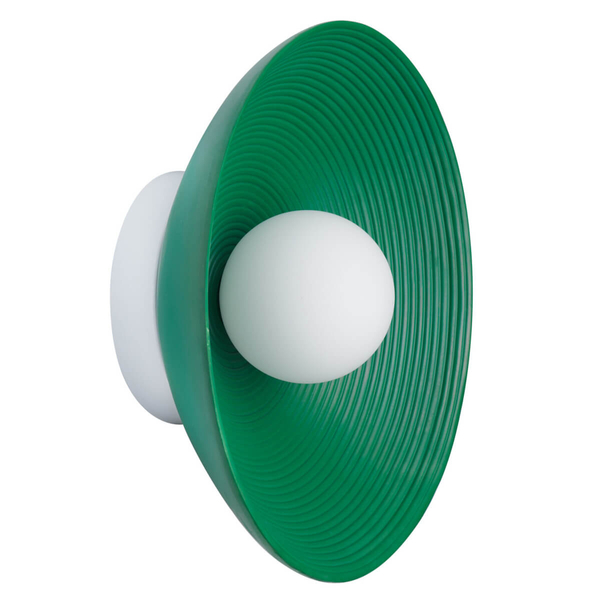 Ryflowana lampa ścienna ILUSIONI ST-F059 GREEN do jadalni zielona biały