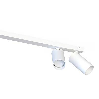 Natynkowe reflektorki białe Mono 7812 tuby na listwie do sypialni