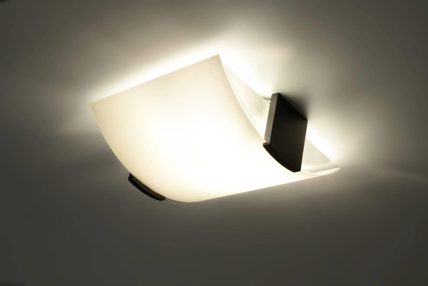 Plafon LAMPA sufitowa SL.0186 półokrągła OPRAWA szklana biała wenge