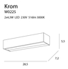 Prostokątna lampa ścienna KROM W0225 LED 8,6W 3000K belka chrom biała