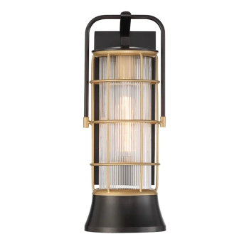 Elewacyjna lampa Rivamar QN-RIVAMAR-M-BLK-GD IP44 lampion złoty czarny