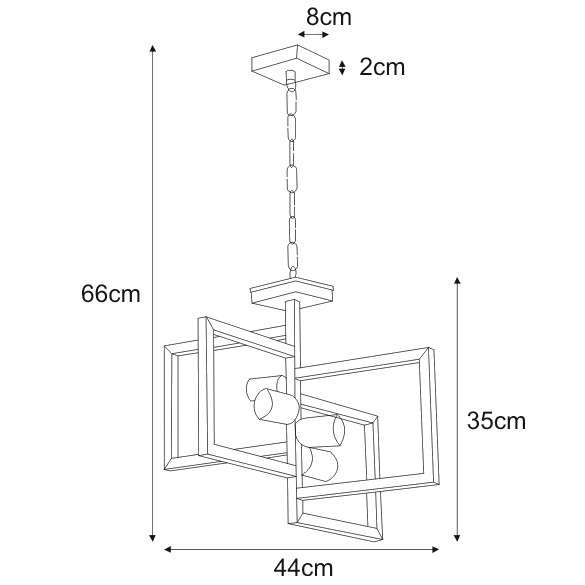 LAMPA wisząca Lavaya K-4036 Kaja metalowa OPRAWA kwadraty ZWIS na łańcuchu ramki frame czarne