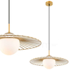 LAMPA wisząca SALLY MDM-4003/1 GD Italux druciana OPRAWA szklana kula ball ZWIS loft złoty biały