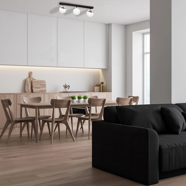 Plafon LAMPA sufitowa SFERA MLP8873 Milagro metalowa OPRAWA kule balls na listwie czarne białe chrom