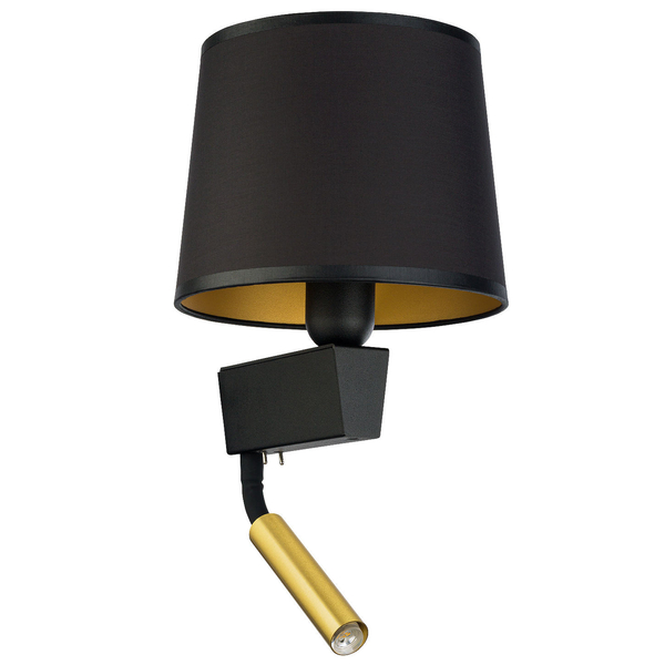 LAMPA ścienna CHILLIN 8213 Nowodvorski abażurowa OPRAWA kinkiet z peszlem czarny złoty