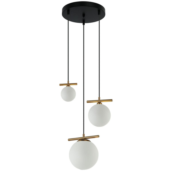 Potrójna lampa wisząca Merseta PND-463323A-BRO+W Italux balls antyczny brąz