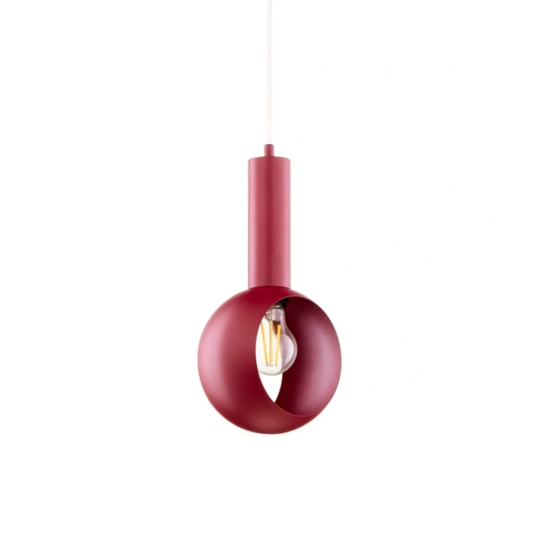 Burgundowa lampa wisząca VITRUM oczko 1xE27 metalowa do jadalni 41636