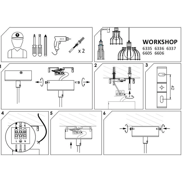Industrialna LAMPA wisząca WORKSHOP 6337 Nowodvorski drut OPRAWA ZWIS pręt miedź czarny