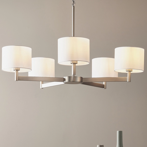 Żyrandol na łańcuchu L&-195446 Light& z abażurami nikiel biały