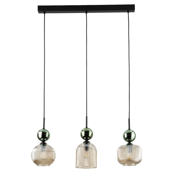 Glamour wisząca lampa na belce Sophia Green 11147 szklana zielony