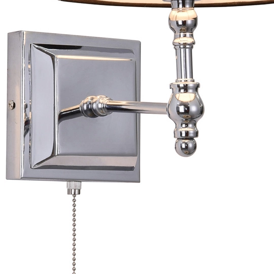 Kinkiet LAMPA ścienna LUNO WL-2021-1 Italux klasyczna OPRAWA abażurowa chrom czarna