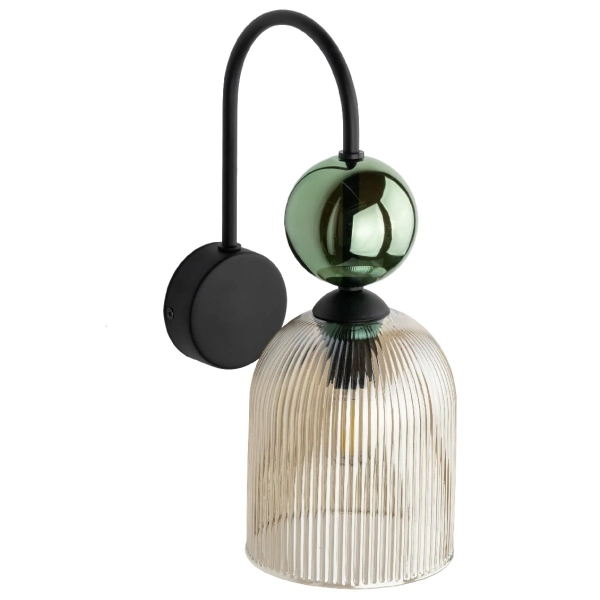 Szklana nocna lampa ścienna Sophia Cognac 11143 żebrowana zielony