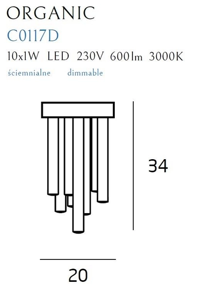 Plafon LAMPA sufitowa ORGANIC C0117D Maxlight okrągła OPRAWA metalowa do salonu LED 10W 3000K sople chrom