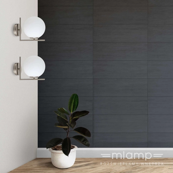 Ścienna LAMPA szklana CONDI MBM-7475/1 SN MDECO loftowa OPRAWA kinkiet kula ball satyna biała