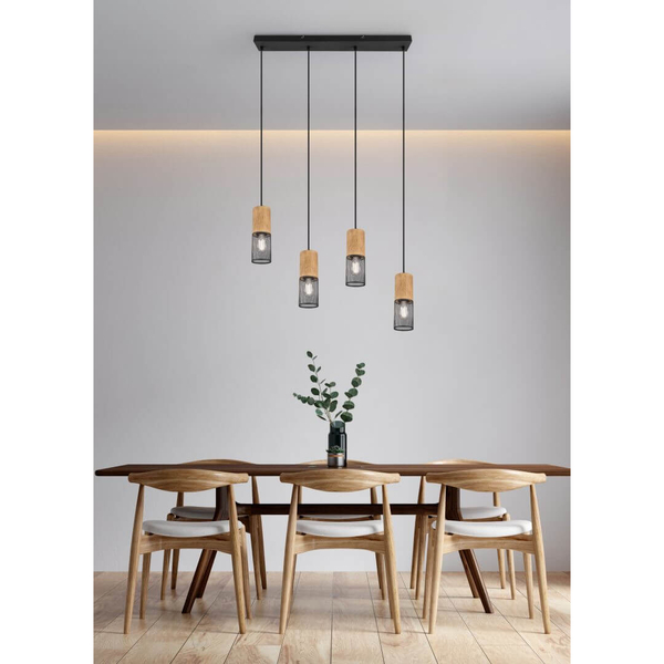 Loftowa lampa wisząca Tosh 304300432 metalowa czarna brązowa