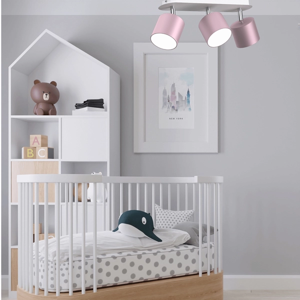 Regulowana lampa sufitowa Dixie reflektorki różowe białe