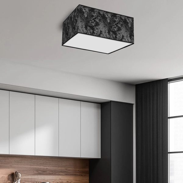 Kwadratowa lampa sufitowa Satino do pokoju czarna srebrna