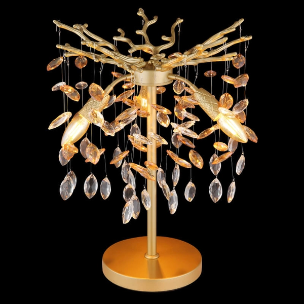 Kryształowa nocna lampka Queena 64138TG glamour bursztynowa złota