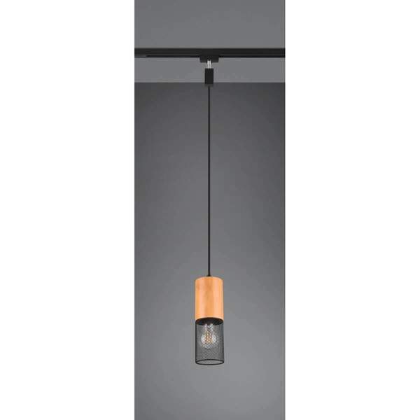 Lampa wisząca do szyny 2-fazowej Duoline 73430132 czarny drewniany