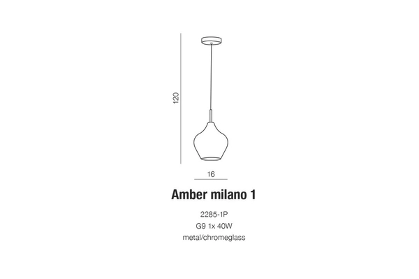 Wisząca lampa Amber Milano AZ2148 Azzardo szklany zwis chrom