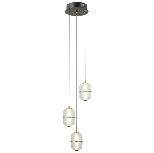Potrójna lampa wisząca Alani PND-34375-3-BK LED 45W 3000K czarny złoty