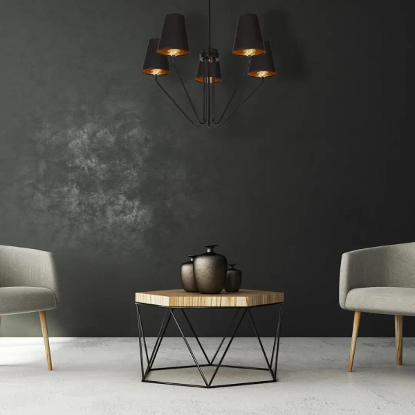 Abażurowa lampa wisząca VICTORIA BLACK MLP4913 tkaninowa czarna