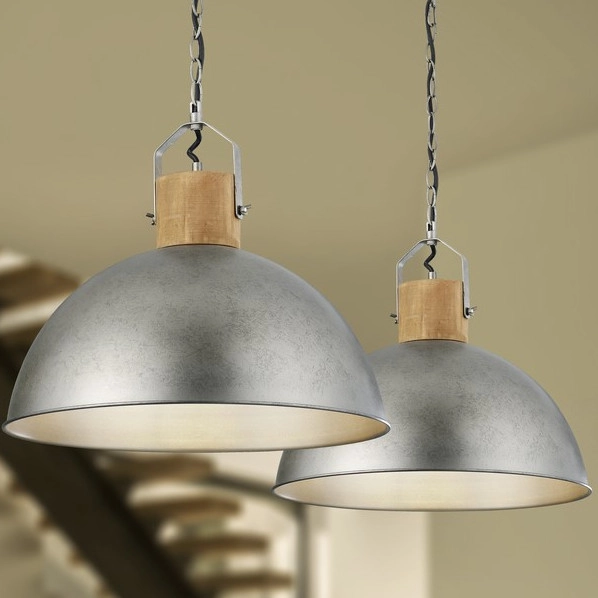 Wisząca LAMPA loftowa DELHI 303400167 Trio metalowa OPRAWA kopuła ZWIS industrialny nikiel brązowy
