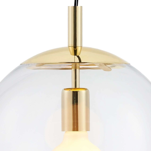 Wisząca LAMPA hygge ALUR S 10737109 Kaspa szklana OPRAWA kulisty ZWIS skandynawski kula ball złota przezroczysta