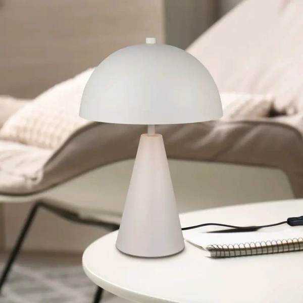 Metalowa lampa ALFIE 565000176 biała grzybek z włącznikiem 43cm