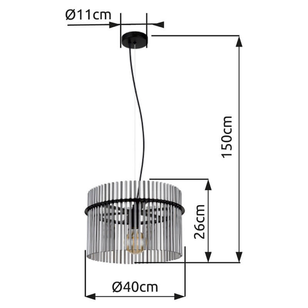 Loftowa lampa wisząca GORLEY 15698H ze szkła przydymiona czarna