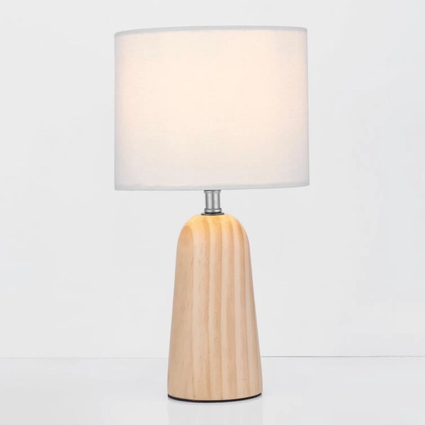 Stolikowa lampka MUZQUIZ LE44297 do sypialni drewniana biała