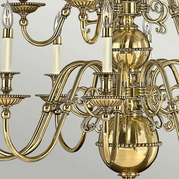 Żyrandol z abażurami Cambridge HK-CAMBRIDGE15+15xLS162-BLK Hinkley świecznikowy mosiądz czarny