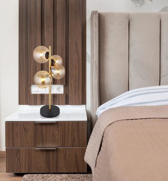 Stojąca lampa Riha 56135-4T stołowa czarna bursztynowa