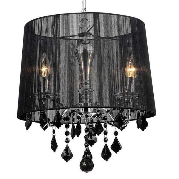 LAMPA wisząca CORNELIA MDM-2572/3 BK Italux abażurowa OPRAWA glamour ZWIS z kryształkami organza mgiełka crystal czarna