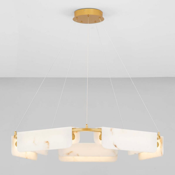Wisząca lampa do salonu MAIRANA LE44617 LED 45W 3000K marmurowa biała złota