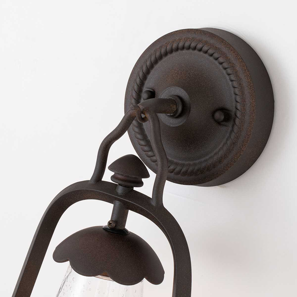 Zewnętrzna lampa ścienna Miners MINERS-WALL Elstead IP44 szkło brązowy