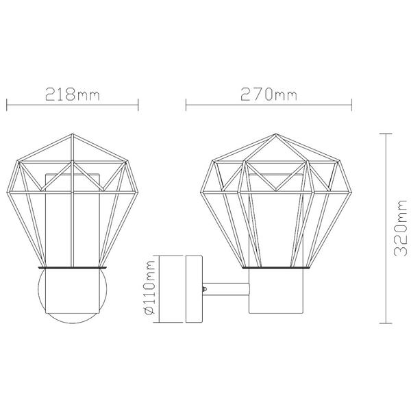 Ogrodowa lampa ścienna HORACE 31355 elewacyjna druciana IP44 czarna