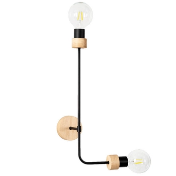 Lampa ścienna MONTIX 9244274 metalowa loftowy kinkiet czarny drewno