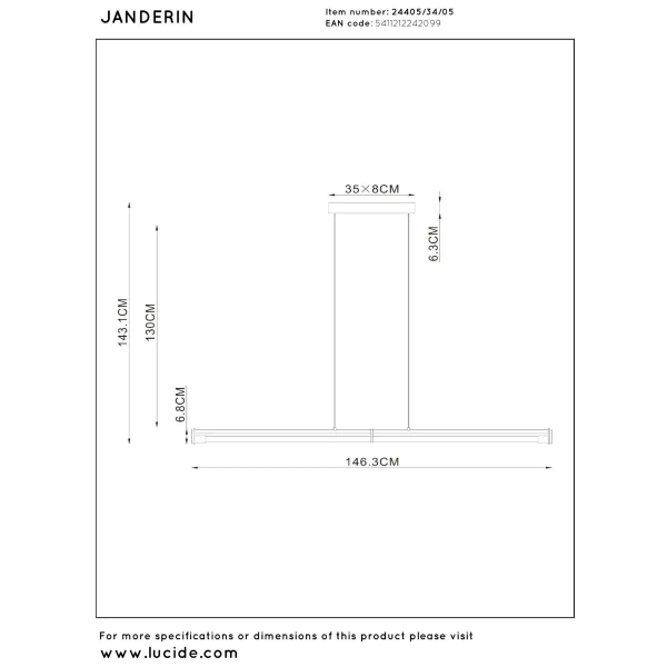 Wisząca lampa podłużna Janderin 24405/34/05 LED 16,5W 2200-3300K brązowy
