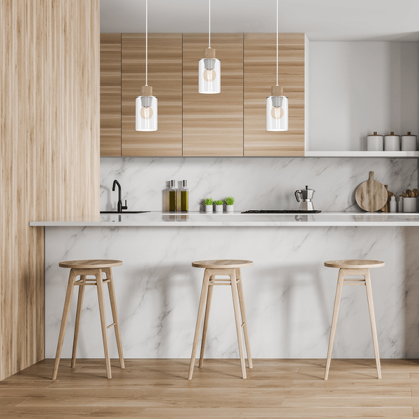 Lampa wisząca Madera MLP8555 na listwie biała drewniana