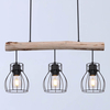 Wisząca lampa Mina 15326-3N belka z druciakami czarna drewno