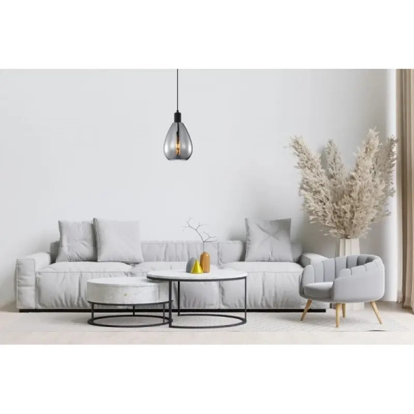 Pojedyncza lampa przydymiona Zulo PND-27812-BK-SG Italux do kuchni czarna