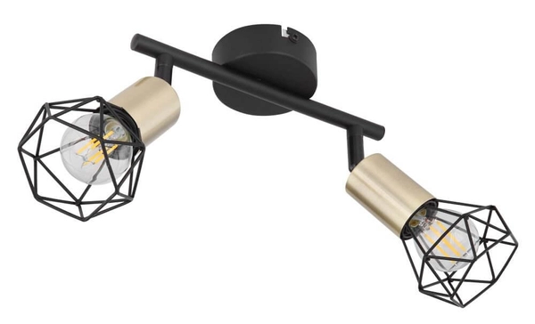 Sufitowa lampa Xara 54802S-2AB z regulacją czarna mosiądz