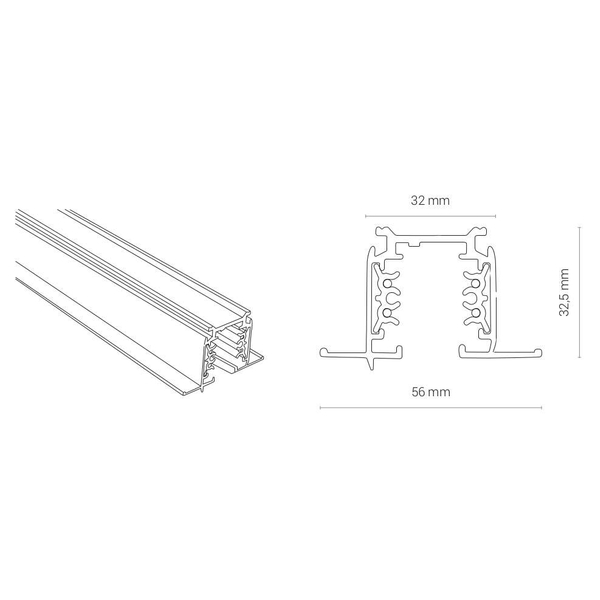Szynoprzewód sufitowy 1m COMMERCIAL TRACK LIGHTS SYSTEM 8692 Nowodvorski 3-fazowa podtynkowa listwa 230V czarna