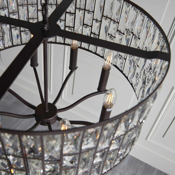 Wisząca lampa glamour Bele 69391 Endon kryształ czarny okrąg przezroczysty