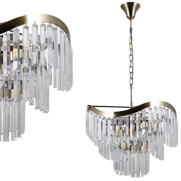 LAMPA wisząca SABRIGA PND-44544-8 Italux glamour OPRAWA na łańcuchu ZWIS kryształki crystals brąz antyczny