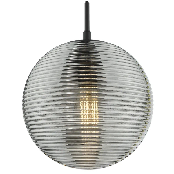 Kulista wisząca lampa Evander EVA0122 kula czarna przydymiona