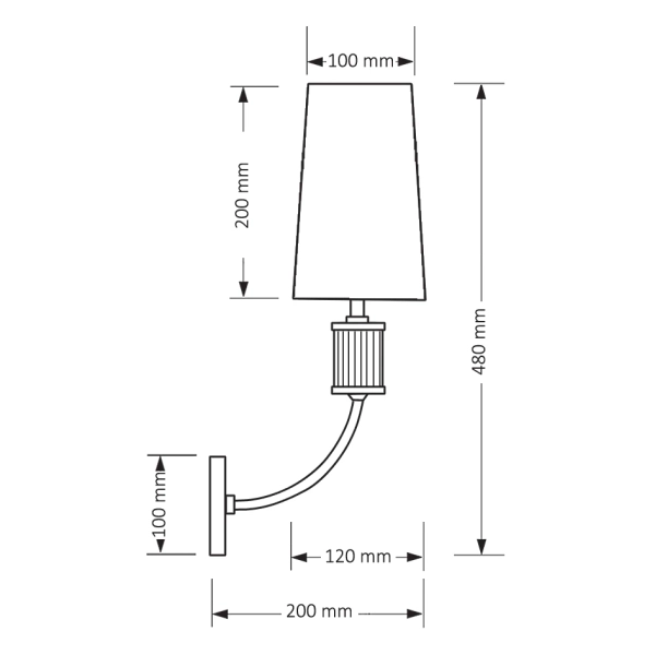 Lampa naścienna z abażurem Pesaro PES-K-1 (ZM) czarna mosiądz